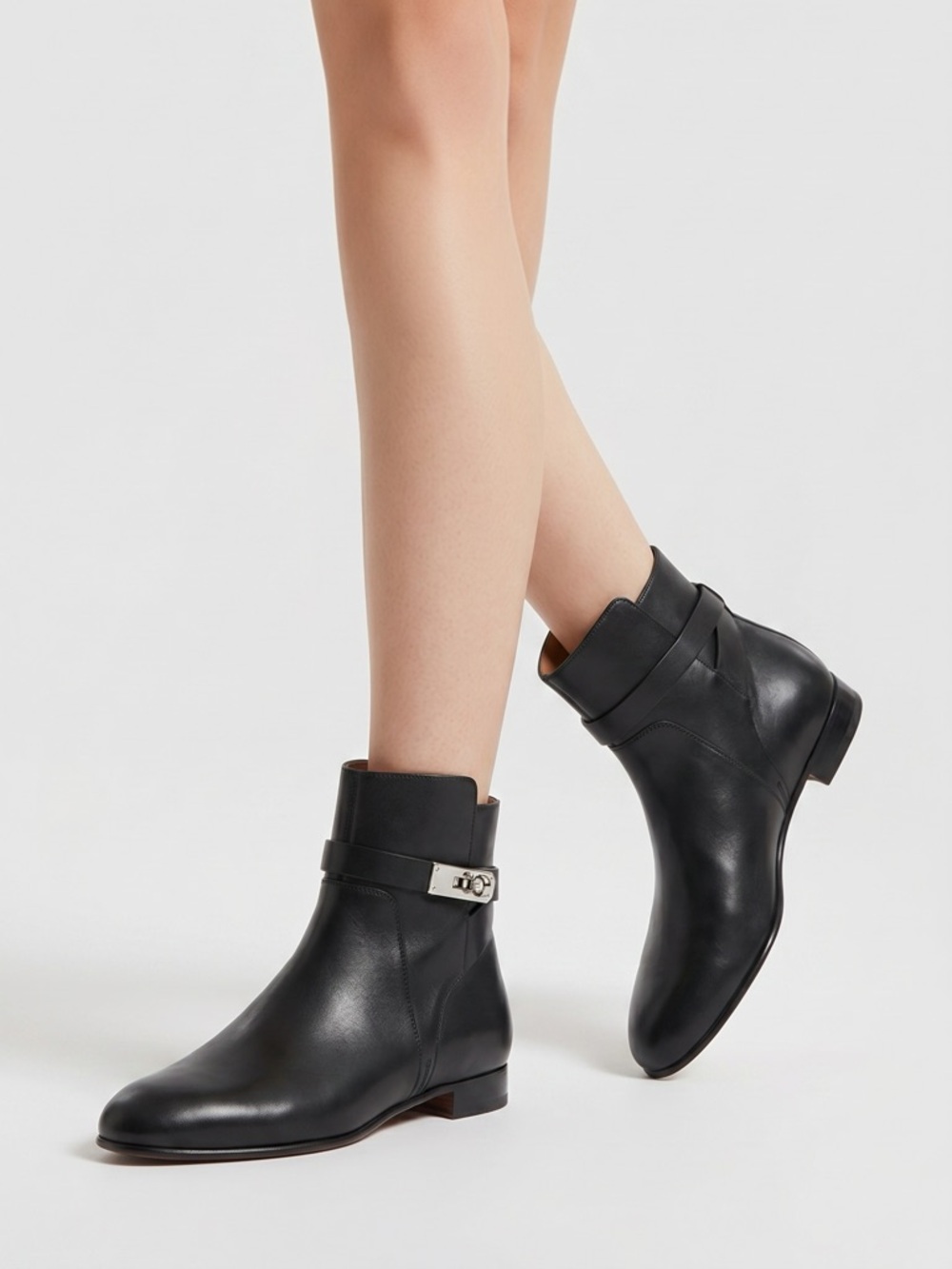 Hermes neo ankle boot black calfskin leather - Picture 1 of 7